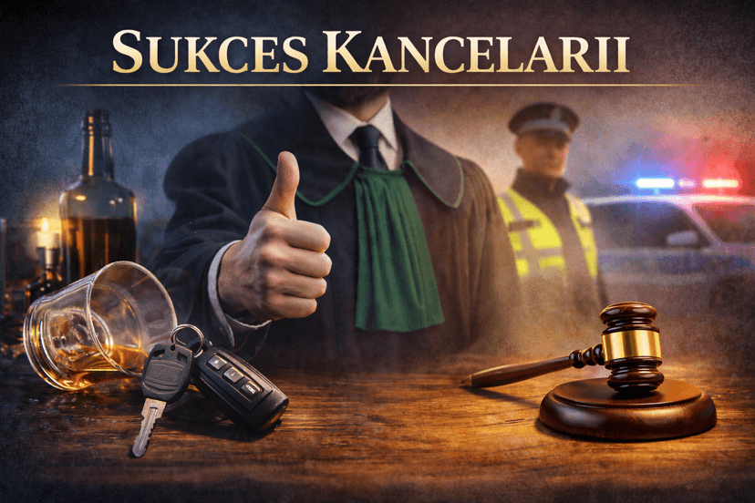 Sukces naszego obrońcy w sprawie o prowadzenie pojazdu w stanie nietrzeźwości (art. 178a § 1 k.k.)